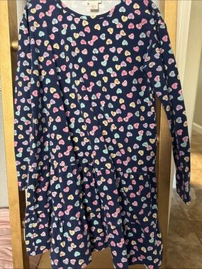 Crewcuts Navy Long-Sleeve Heart Print Dress